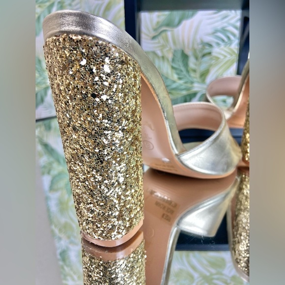 Windsor Chromatic Magic Glitter Block Mules Gold Glitter‎ Party Heels Size 8 - Picture 9 of 14